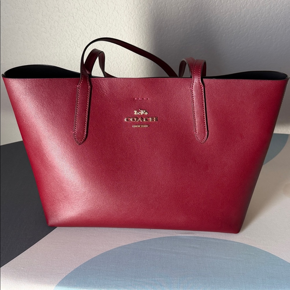 Coach Red Leather Tote Bag